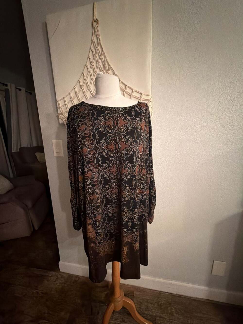 Susan Graver Liquid Knit Baroque Paisley Tunic Dress Plus Size 3X